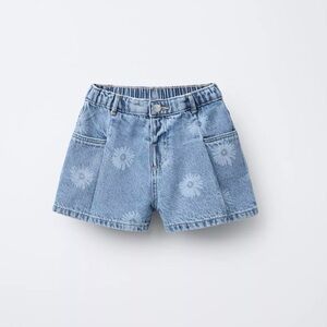 Zara Kids Blue Jean Shorts with Floral Design